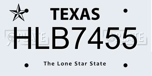 HLB7455 Texas License Plate