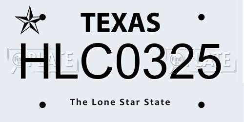 HLC0325 Texas License Plate