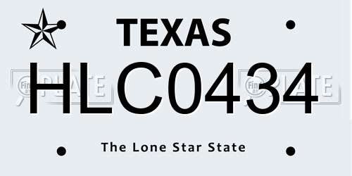 HLC0434 Texas License Plate