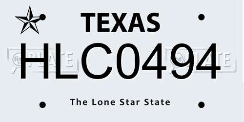 HLC0494 Texas License Plate