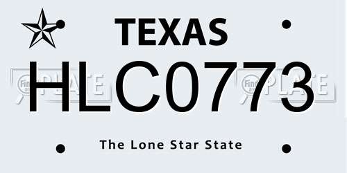 HLC0773 Texas License Plate