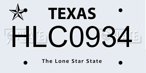 HLC0934 Texas License Plate
