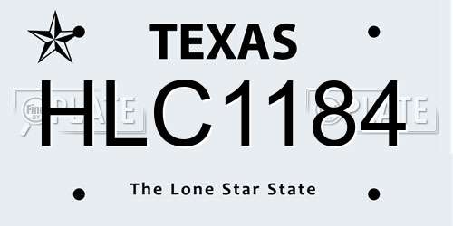 HLC1184 Texas License Plate