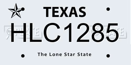 HLC1285 Texas License Plate