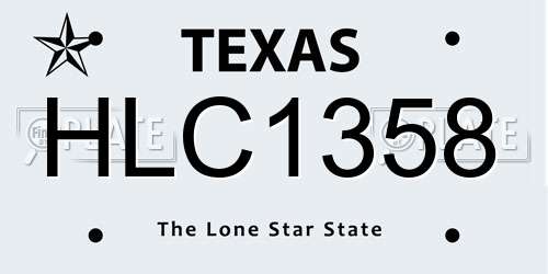 HLC1358 Texas License Plate