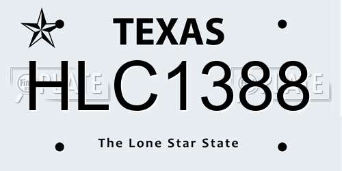 HLC1388 Texas License Plate