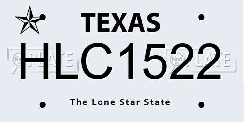 HLC1522 Texas License Plate