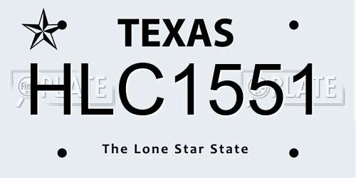 HLC1551 Texas License Plate