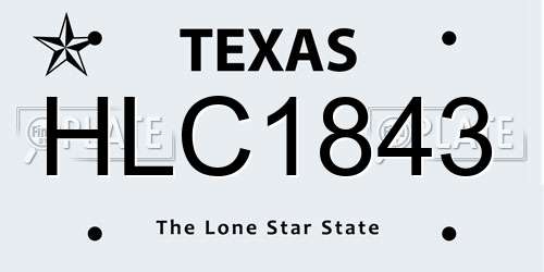 HLC1843 Texas License Plate