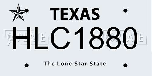HLC1880 Texas License Plate