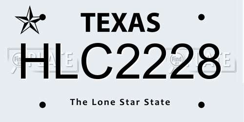 HLC2228 Texas License Plate