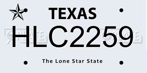 HLC2259 Texas License Plate