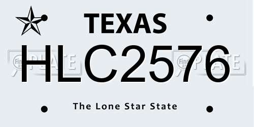HLC2576 Texas License Plate
