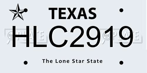 HLC2919 Texas License Plate
