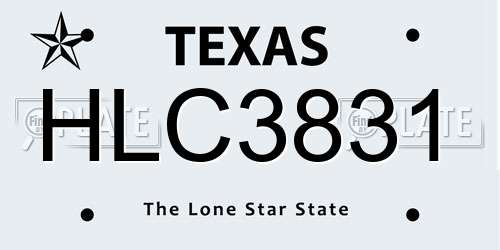 HLC3831 Texas License Plate