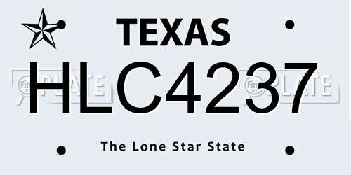 HLC4237 Texas License Plate