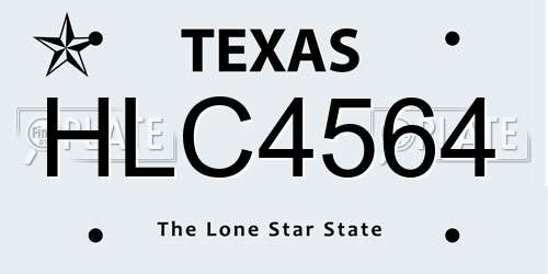 HLC4564 Texas License Plate