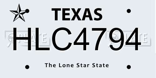 HLC4794 Texas License Plate