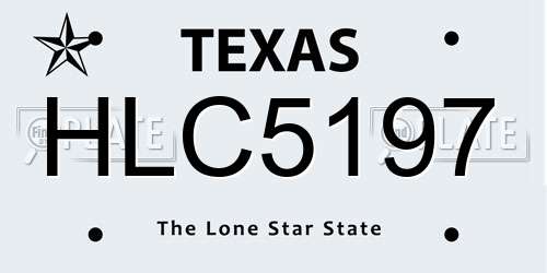 HLC5197 Texas License Plate