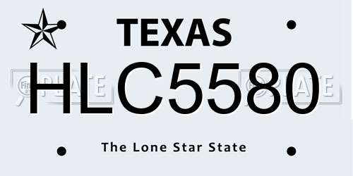 HLC5580 Texas License Plate