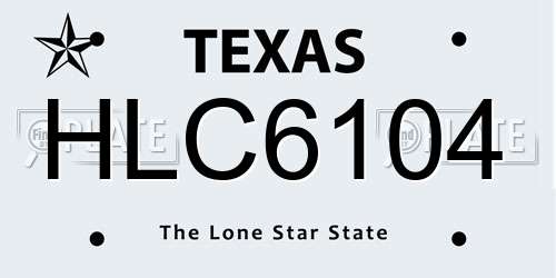 HLC6104 Texas License Plate