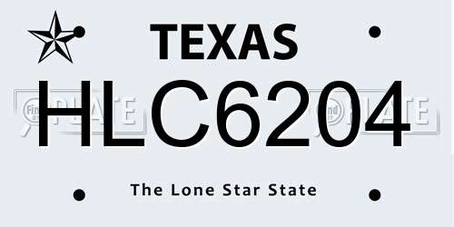 HLC6204 Texas License Plate