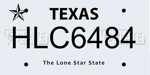 HLC6484 Texas License Plate