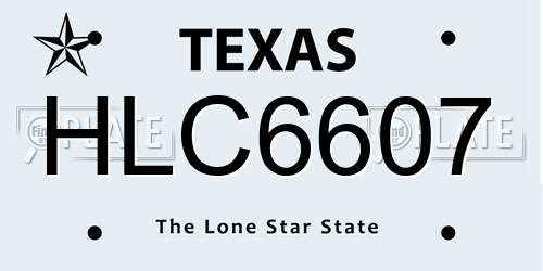 HLC6607 Texas License Plate