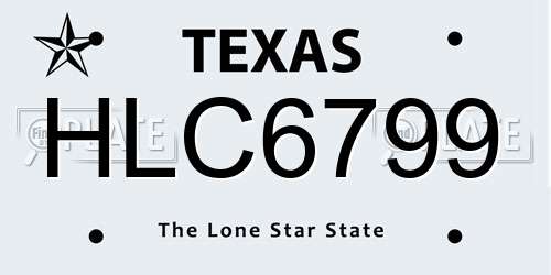 HLC6799 Texas License Plate