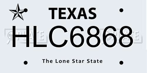 HLC6868 Texas License Plate