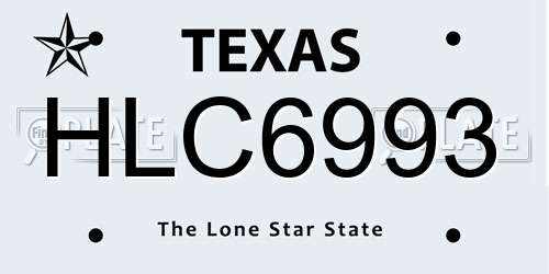 HLC6993 Texas License Plate