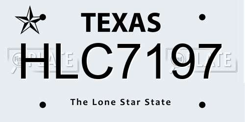 HLC7197 Texas License Plate