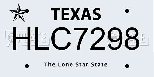 HLC7298 Texas License Plate