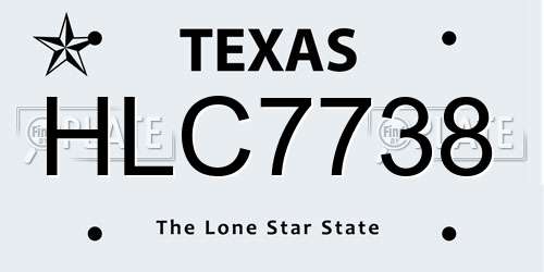 HLC7738 Texas License Plate