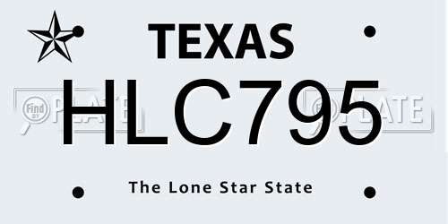 HLC795 Texas License Plate