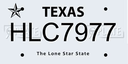 HLC7977 Texas License Plate