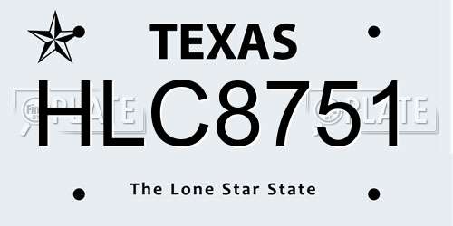 HLC8751 Texas License Plate