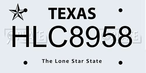 HLC8958 Texas License Plate