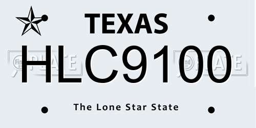 HLC9100 Texas License Plate