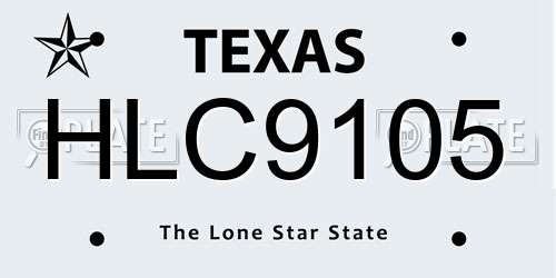 HLC9105 Texas License Plate