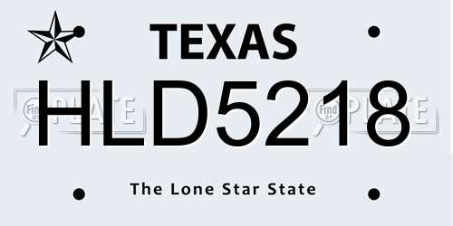 HLD5218 Texas License Plate