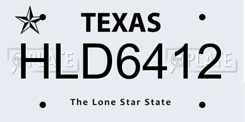 HLD6412 Texas License Plate