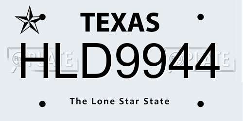 HLD9944 Texas License Plate
