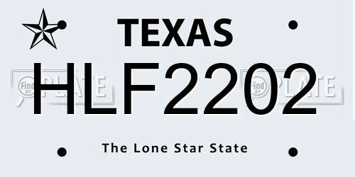 HLF2202 Texas License Plate