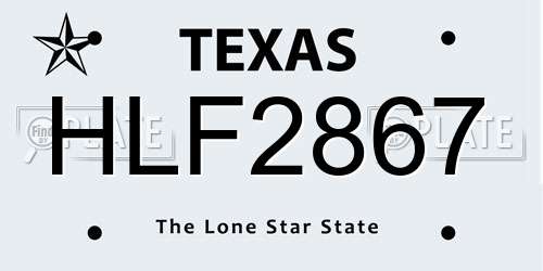 HLF2867 Texas License Plate