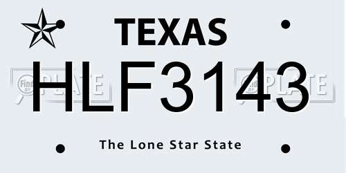 HLF3143 Texas License Plate