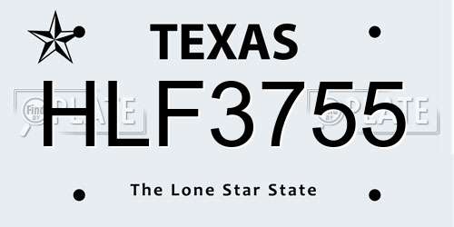 HLF3755 Texas License Plate
