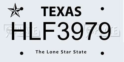 HLF3979 Texas License Plate