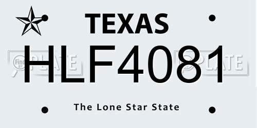 HLF4081 Texas License Plate