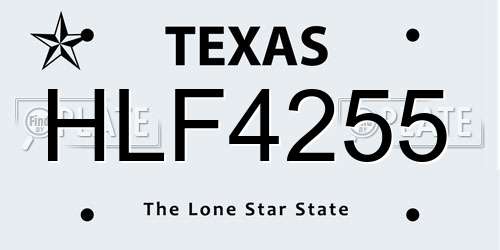 HLF4255 Texas License Plate
